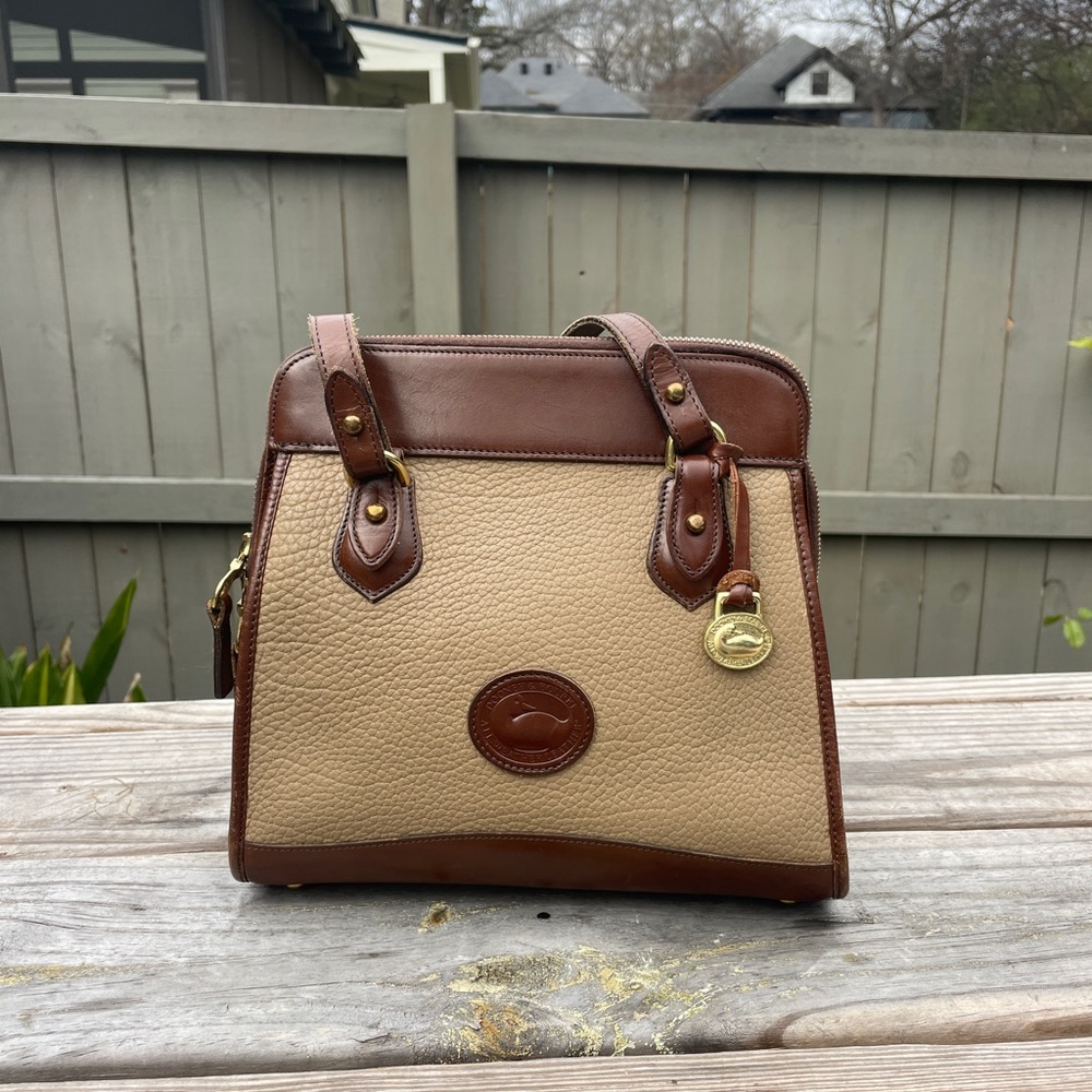 Dooney & Bourke Tan and Brown Leather Satchel